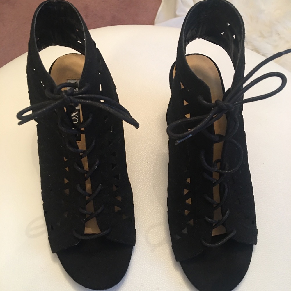 XOXO lace up wedge heel sandal